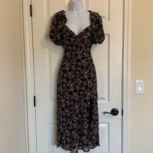 Puff Sleeve Floral Midi